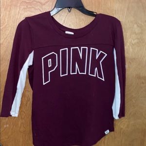 PINK Maroon Longsleeved Top with Logo
